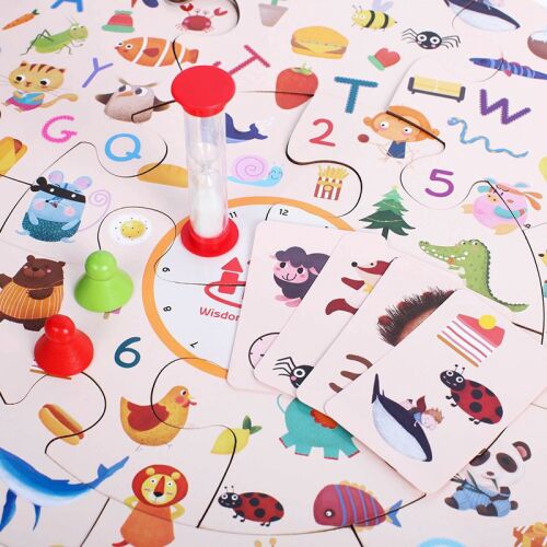 Fa építőjáték ZKB-930 játéktábla, kártyák és homokóra