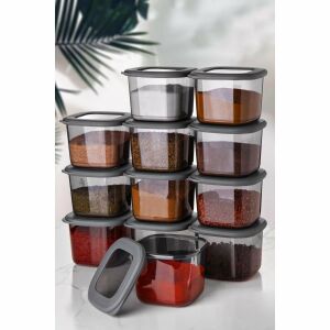 Tárolódoboz Szett set od 12 komada punjenih četvrtastih plastičnih posuda za hranu - Organizator za kuhinju