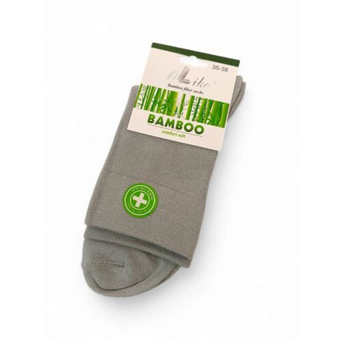 Gumi nélküli normál szárú bambusz zokni-Szürke-3 pár-39-42