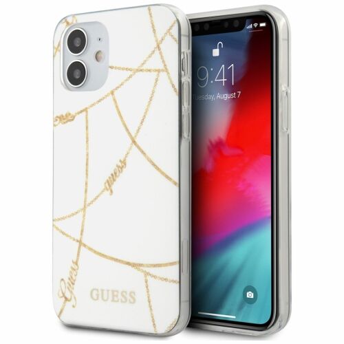 Guess GUHCP12SPCUCHWH iPhone 12 mini 5.4" fehér/fehér keménytok Gold Chain Collection 140187781 - Guess