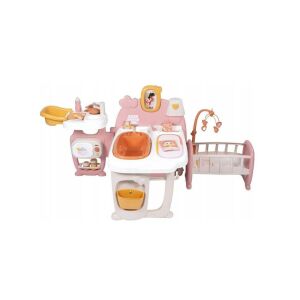 Smoby Baby Nurse Center - Pomarańczowy, centrum opieki nad lalkami z łóżeczkiem, przewijakiem i kuchnią - Smoby