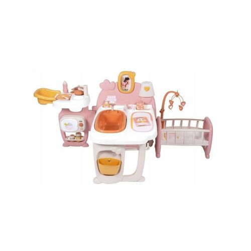 Smoby Baby Nurse Center - Pomarańczowy, centrum opieki nad lalkami z łóżeczkiem, przewijakiem i kuchnią