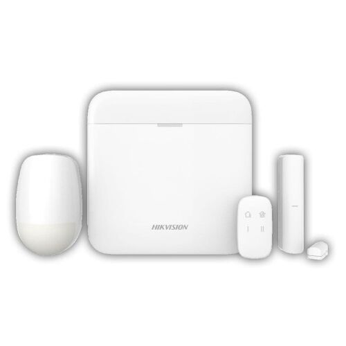 Hikvision AX Pro kabelloses Alarmsystem-Kit mit Zentrale, Fernbedienung, Bewegungsmelder und Magnetkontakt