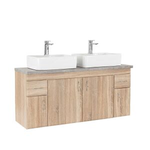 Dulap inferior Bianco 130 fără chiuvetă cu blat din beton stejar sonoma 141162880 - Leziter Dulap de baie