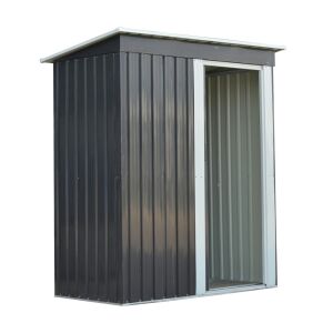 Montana 3x5 Magazie de scule de grădină, metal gri, ușă deschisă - Dulapuri si lazi depozitare gradina