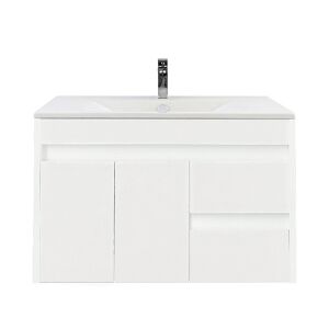 Mobilier de baie Luna 80 inferior cu lavoar alb 140203506 - Capace de toaleta/WC, Cabină de duș, Robinet, Ușă de duș, Dulap de baie, Coșuri de rufe și Set de duș