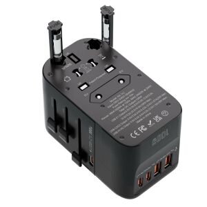 BlitzWolf® BW-TA2 - Priză de călătorie - Convertor priză CA SUA UE Marea Britanie AUS + Încărcător 100W (3xUSB-C + 2x USB-A) 140220878 - Adaptoare de rețea