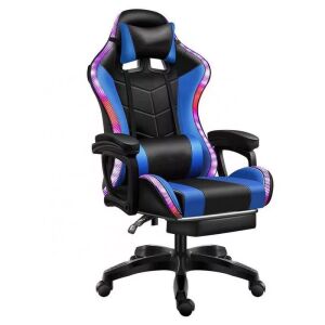 Zelux RGB LED-es gamer szék párnával, karfával kék-fekete színben