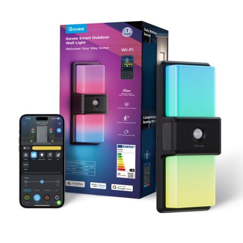 Govee Wi-Fi Smart kültéri LED fali lámpa Bluetooth és WiFi csatlakozással mozgásérzékelővel 140222027