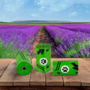 GetandLove Biodegradowalne Lawendowe Worki na psie odchody w rolkach - Torba ciastek dla psa