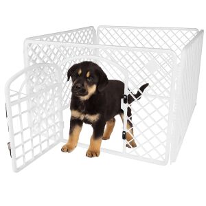 Pepita White Dog Playpen with Puppy - Dog Kennel & Run
