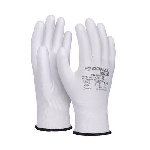 Szerelőkesztyű, PU, DONAU "Safety", 10/XL méret, fehér 140223880