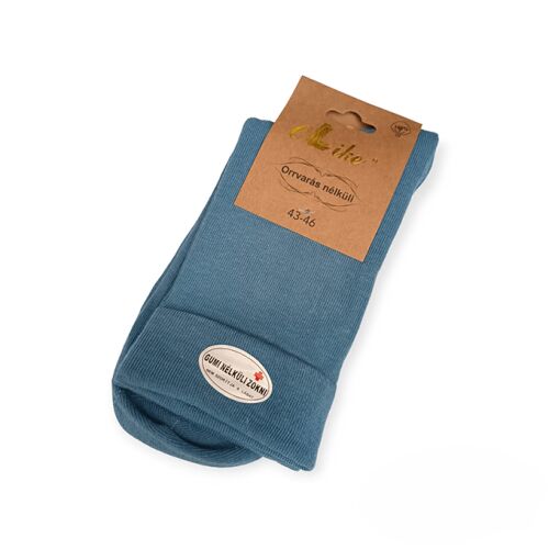 Kék pamut gumírozás nélküli zokni 43-46-os méret
