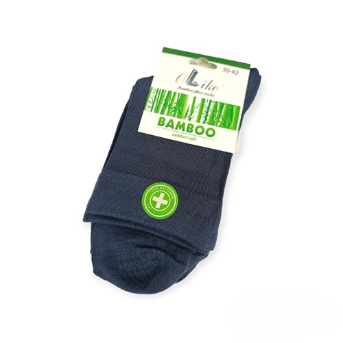 MLike kék bambusz zokni 39-42 méret, laza gumírozású, antibakteriális