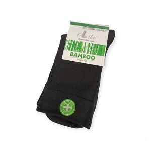 Gumi nélküli normál szárú bambusz zokni-Fekete-3 pár-39-42