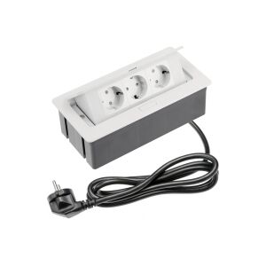 Rechteckige Einbaudose, 3 Schuko-Steckdosen, weiß, GTV