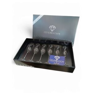 Celebration kristály pezsgőspohár készlet, 6 kristályokkal díszített pohár díszdobozban - Pohár