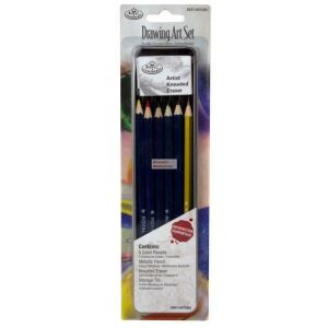 Fémdobozos színesceruza készlet, aranyceruza, gyurmaradír, hegyező - Royal 8db-os 140235260 - Színes ceruza