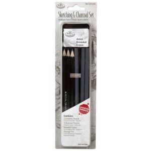 Vázlat és szén mini készlet - fém dobozban - Royal - 12db 140235301 - Grafitceruza