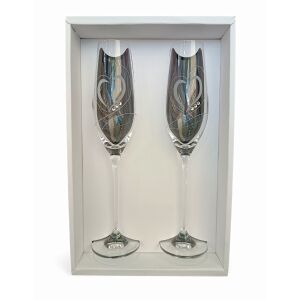 Esküvőre-Házassági évfordulóra pezsgőspohár szett-Szív mintával