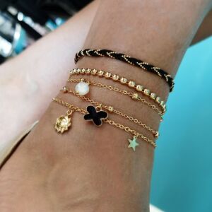 Náramok na nohu 5v1 zlaté korálky B517 145185828 - Dámske doplnky