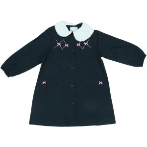 OVS schwarze Schulschürze mit weißem Kragen und rosa Schleifen - Schürzen für Kinder