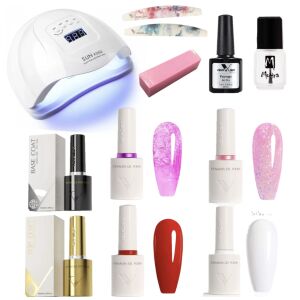 Venalisa gél lakk kezdő szett X5 Plus UV LED lámpával, körömreszelőkkel, primerrel, alap- és fedőlakkal - Műkörmös szett