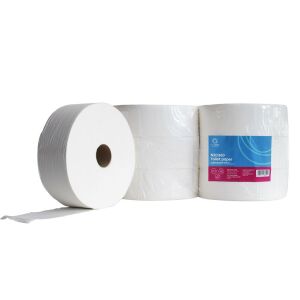 Toalettpapír 2 rétegű közületi átmérő:27 cm 100% cellulóz 360 m/tek 6 tekercs/csomag vastagabb duda hófehér