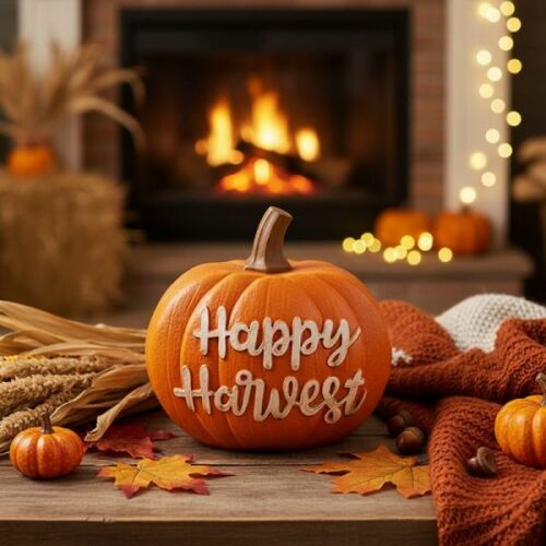 Happy Harvest - Boldog aratást feliratú dísztök dekoráció - 10,6 cm - poliresin 140246785