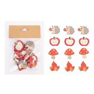 Őszi öntapadós fadekoráció - 12 darabos - süni, alma, gomba, falevél 140246807 - Őszi dekorációs kellék