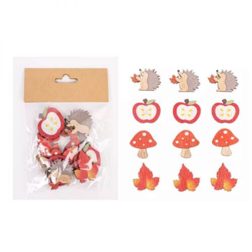 Őszi öntapadós fadekoráció - 12 darabos - süni, alma, gomba, falevél 140246807