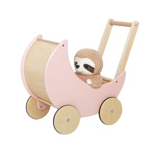 Pepita XXL Holz-Kinderwagen Gehhilfe #rosa-braun