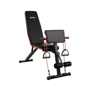 Multifunkcionális fitneszpad, állítható háttámla, maximális teherbírás 250 Kg, 7 adaptációs pozíció, két bővítő tartozékkal, acél, fekete