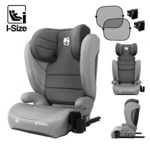Gyerekülés állítható fejtámla, pohártartó ISOFIX 100-150cm I-size szürke
