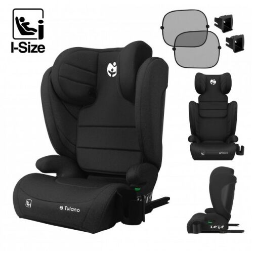 Gyerekülés állítható fejtámla, pohártartó ISOFIX 100-150cm I-size fekete 140251652