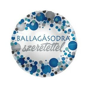 Ballagásodra Szeretettel Kék Pasztell Konfettis Fólia Lufi, 43 cm