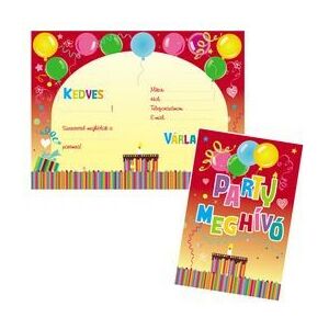 Színes Party Meghívó és Boríték - 8 db-os