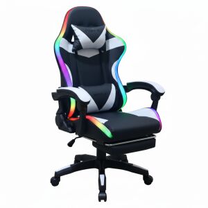 GOBOLED Gamer chair with footrest with LED lighting #black and white