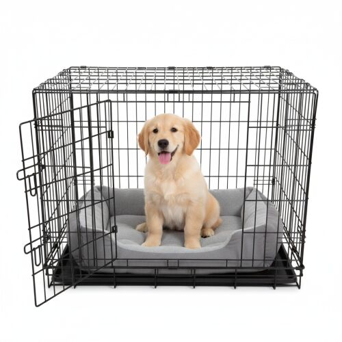 Cușcă portabilă pentru câini Pepita 76x48x57cm cu cățel