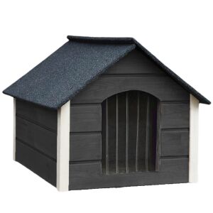 Dechland L size insulated dog house, graphite and white, roofed - Dechland Dog House