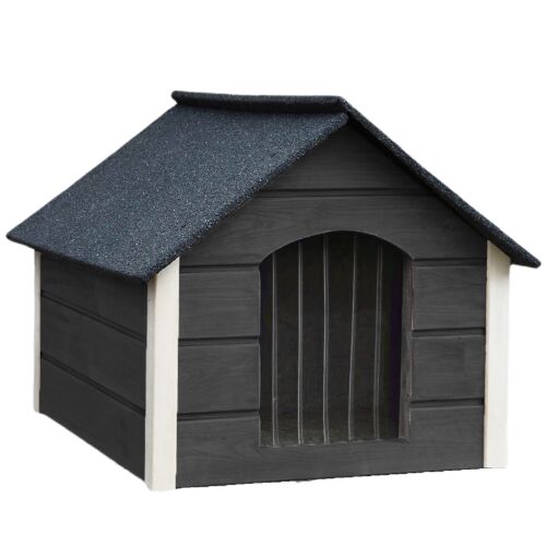 Dechland L size insulated dog house, graphite and white, roofed