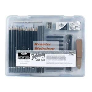 Grafikai készlet 34db-os - Divatos áttetsző táskában - Royal kezdő készlet vázlatkészítéshez, grafikához 140267074 - Művészceruza