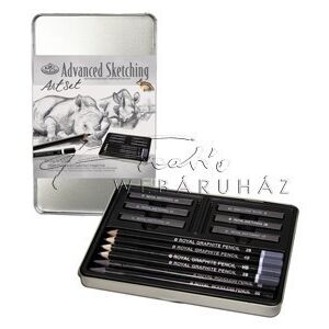 Rajzkészlet - grafikai rajzkészlet fém ceruzatartóban - Royal 13 140267215 - Színes ceruza