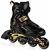 Spokey PRIME PRO inline skate, black and gold, angled view