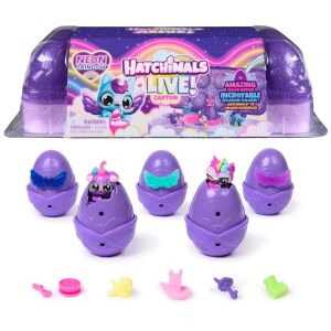 Hatchimals Alive Neon Rainbow Carton z 5 jajkami Hatchimals i akcesoriami - Hatchimals