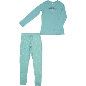 PageOne Young Mädchen grüner Schlafanzug mit 'Weekend' Aufdruck, Größe 176 - Mode & Kleidung