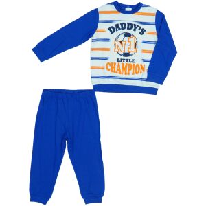 OVS Fagottino 'Daddy's N1 Little Champion' kék-fehér fiú pizsama szett, 92-es méret, elölnézet - Gyerek pizsama, hálóing