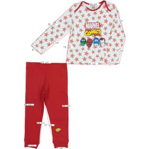 Комплект червена пижама за момчета Marvel Comics, размер 92, със звезден модел и принт на супергерой - Бебе & Малко дете