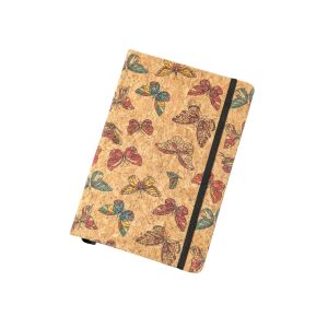 Parafa borítós jegyzetfüzet pillangó mintával, parafadugós notesz pillangókkal - Irodai papíráru