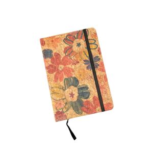 Parafa borítós jegyzetfüzet virágmintával, gumiszalaggal és könyvjelzővel - Irodai papíráru